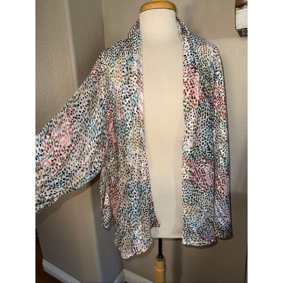 Anthropologie Womens Spotted Shimmer Open Front Kimono Multicolor One Size - Picture 4 of 13